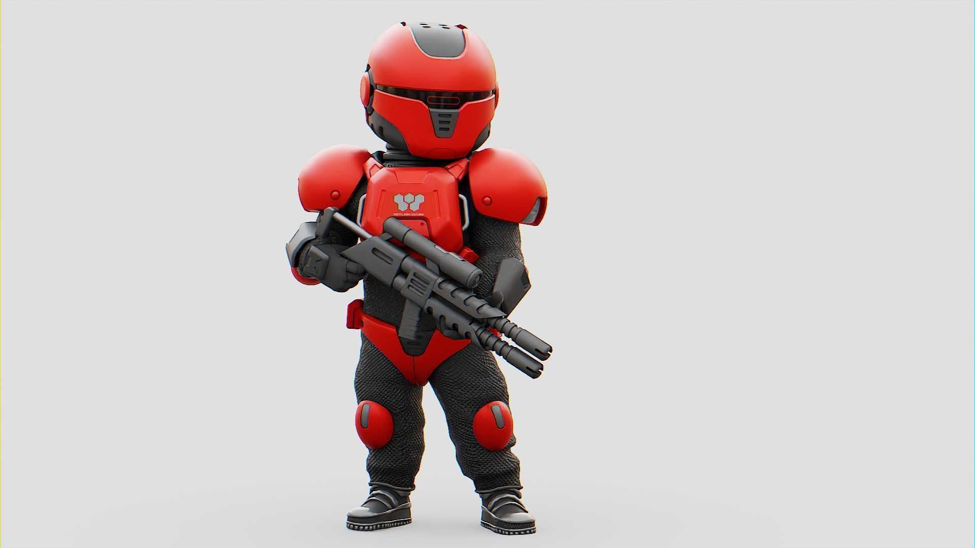 CYBER SOLDIER XC-200  RIGGED 3D model_2