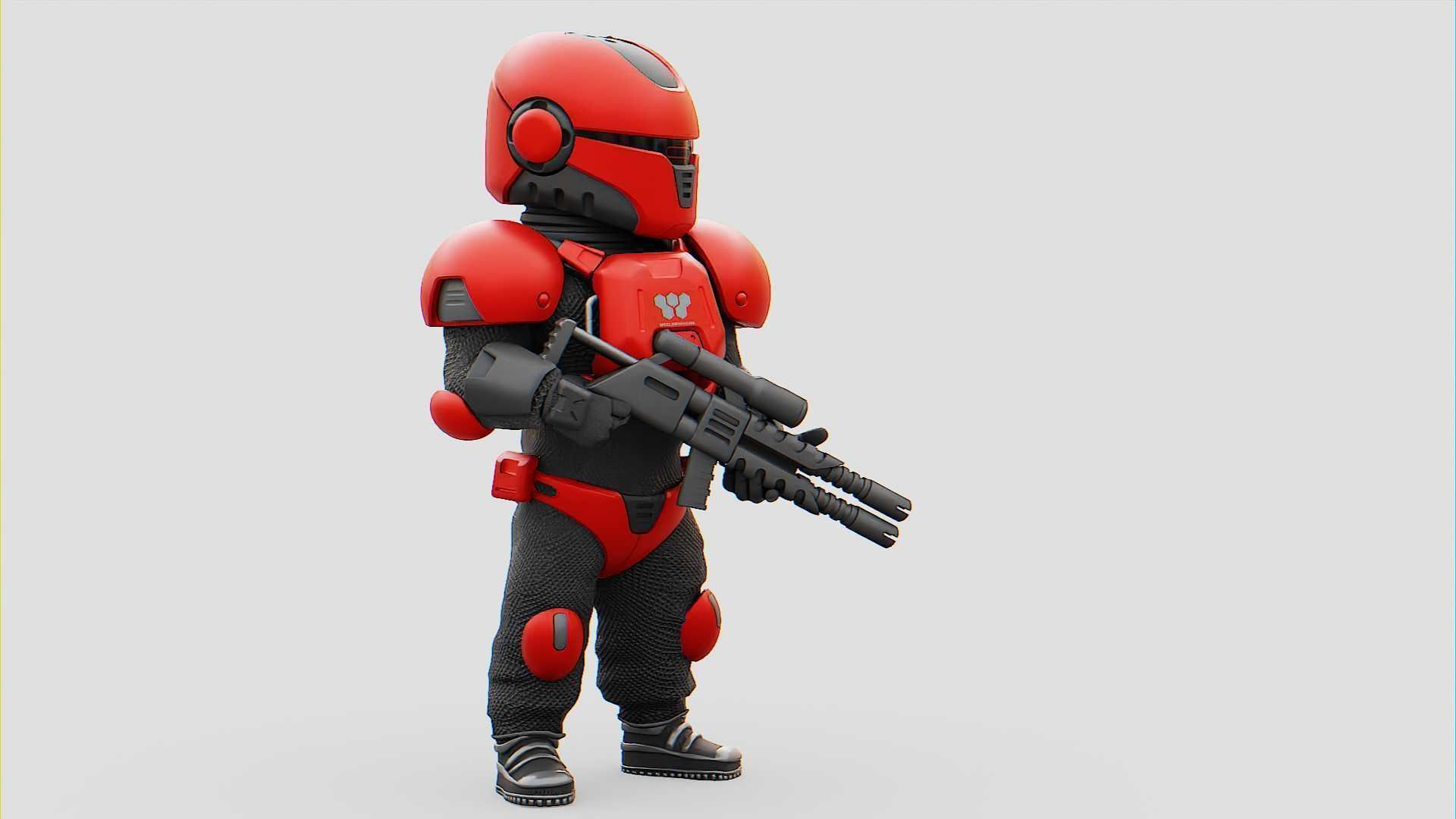 CYBER SOLDIER XC-200  RIGGED 3D model_4