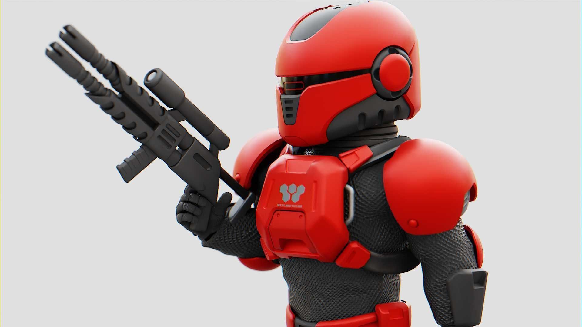 CYBER SOLDIER XC-200  RIGGED 3D model_28