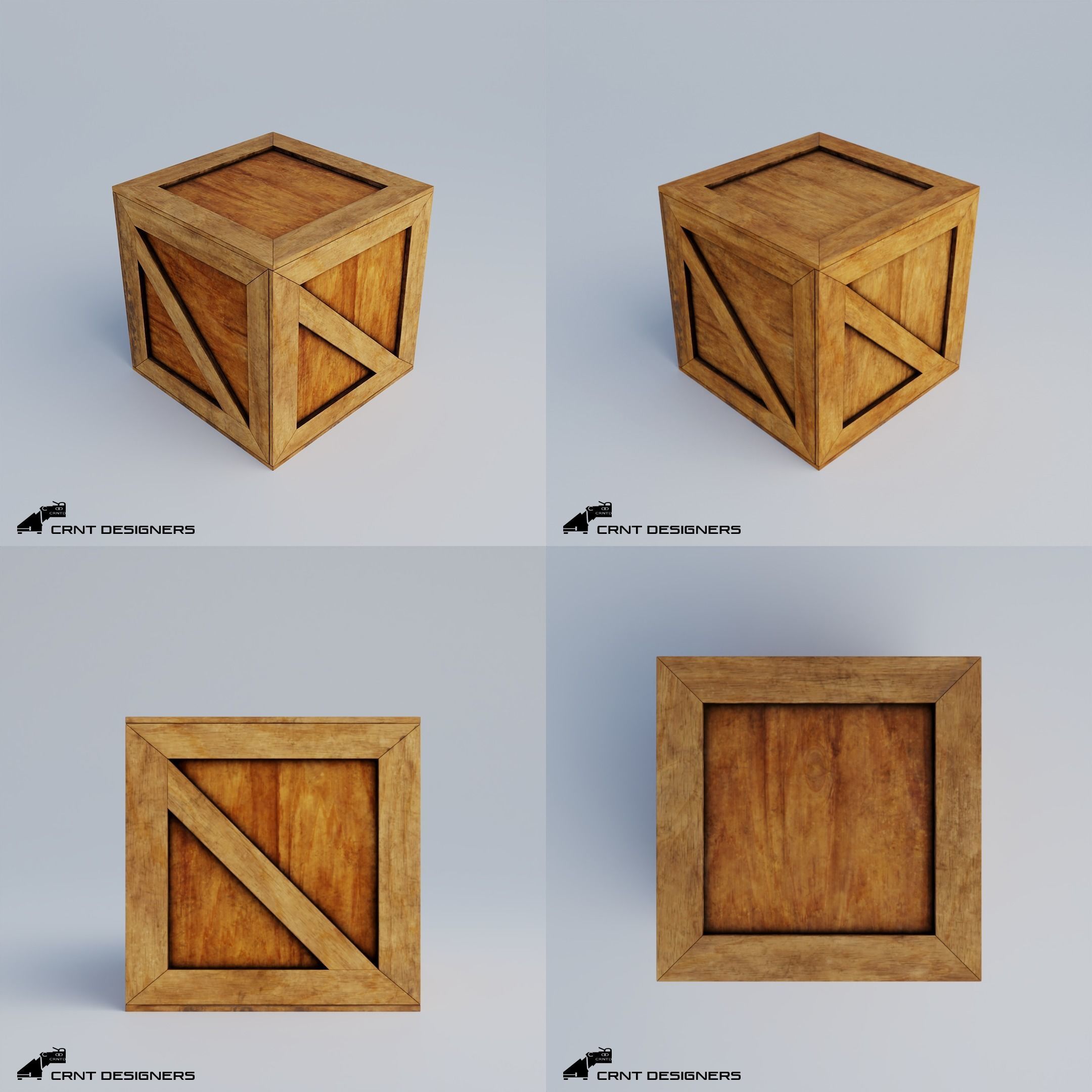 Wooden Crate Pack Low-poly 3D model_11