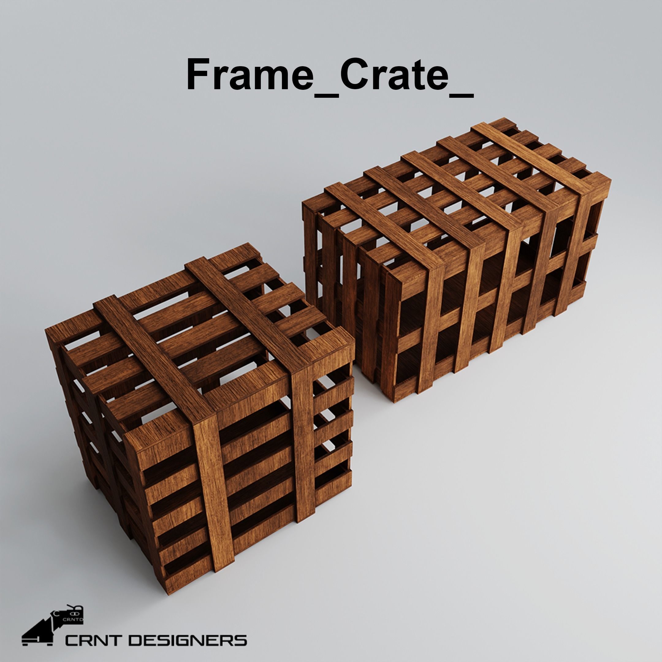 Wooden Crate Pack Low-poly 3D model_2