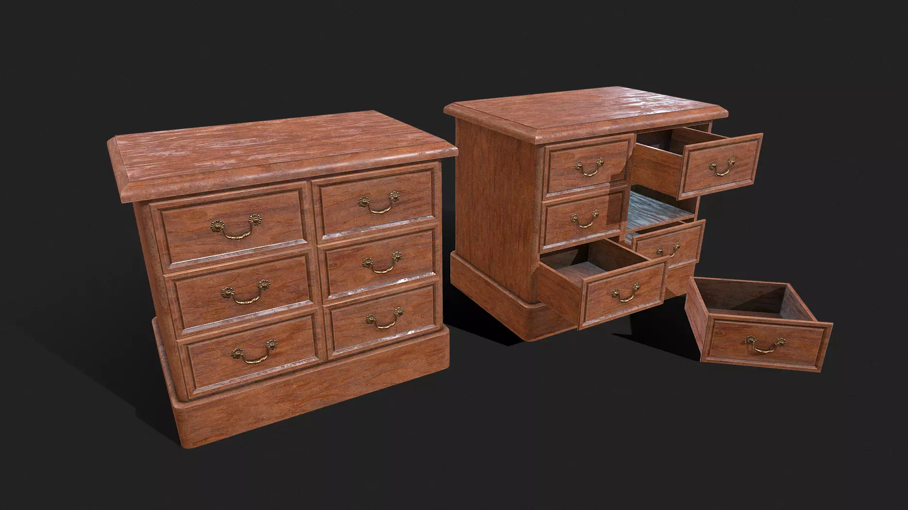 Vintage Dresser Low-poly 3D model_0