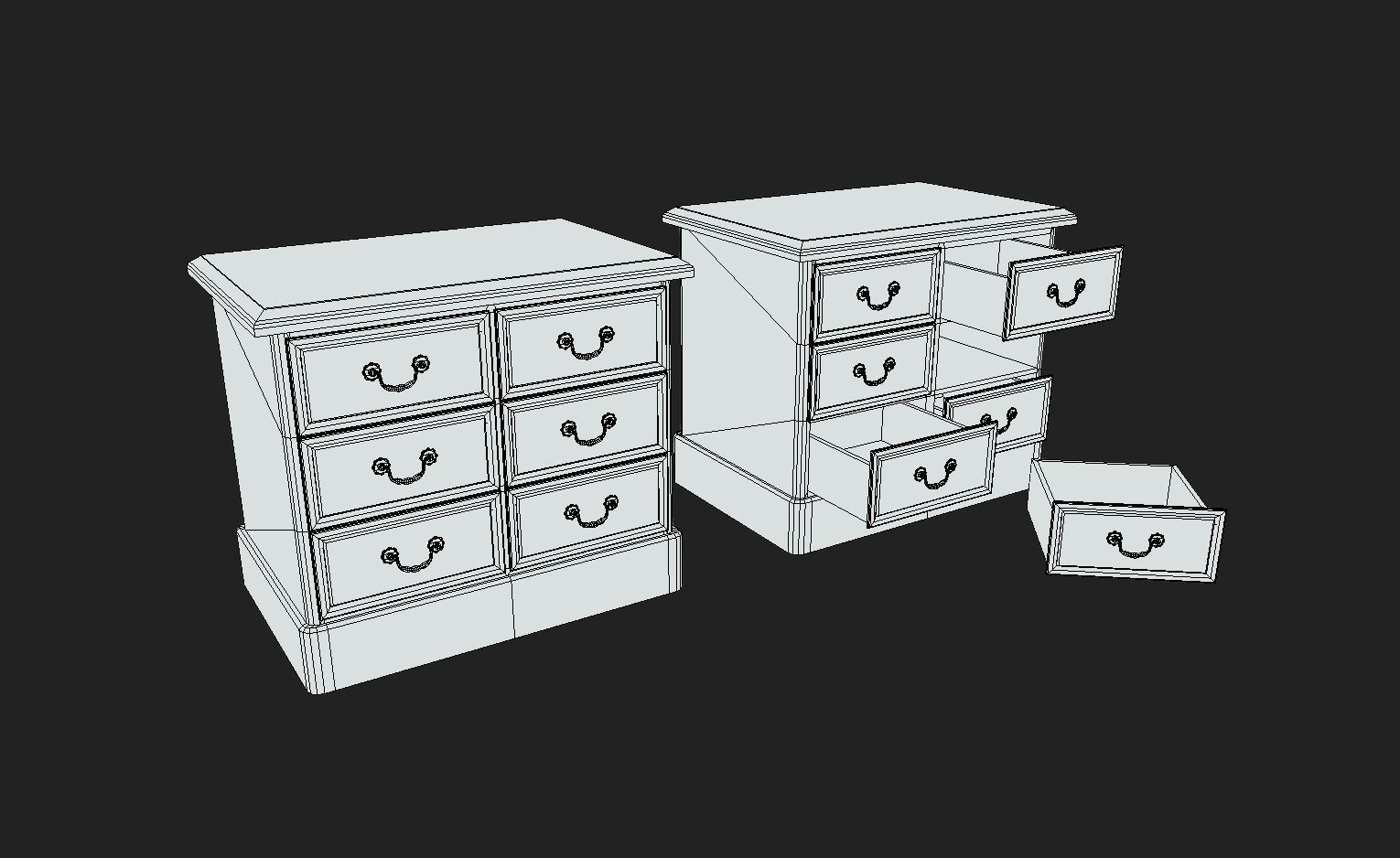 Vintage Dresser Low-poly 3D model_5