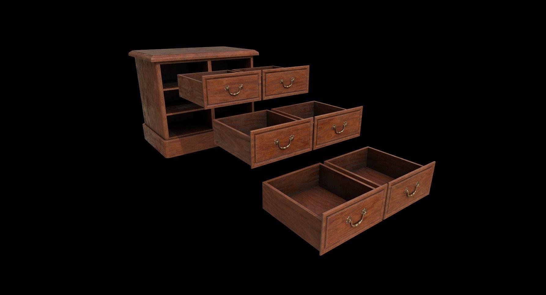 Vintage Dresser Low-poly 3D model_2