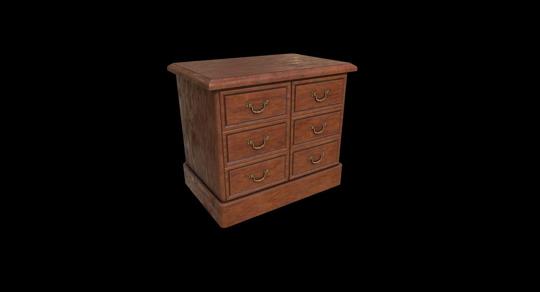 Vintage Dresser Low-poly 3D model_1