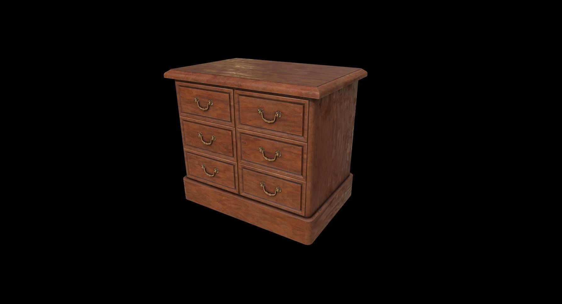 Vintage Dresser Low-poly 3D model_3