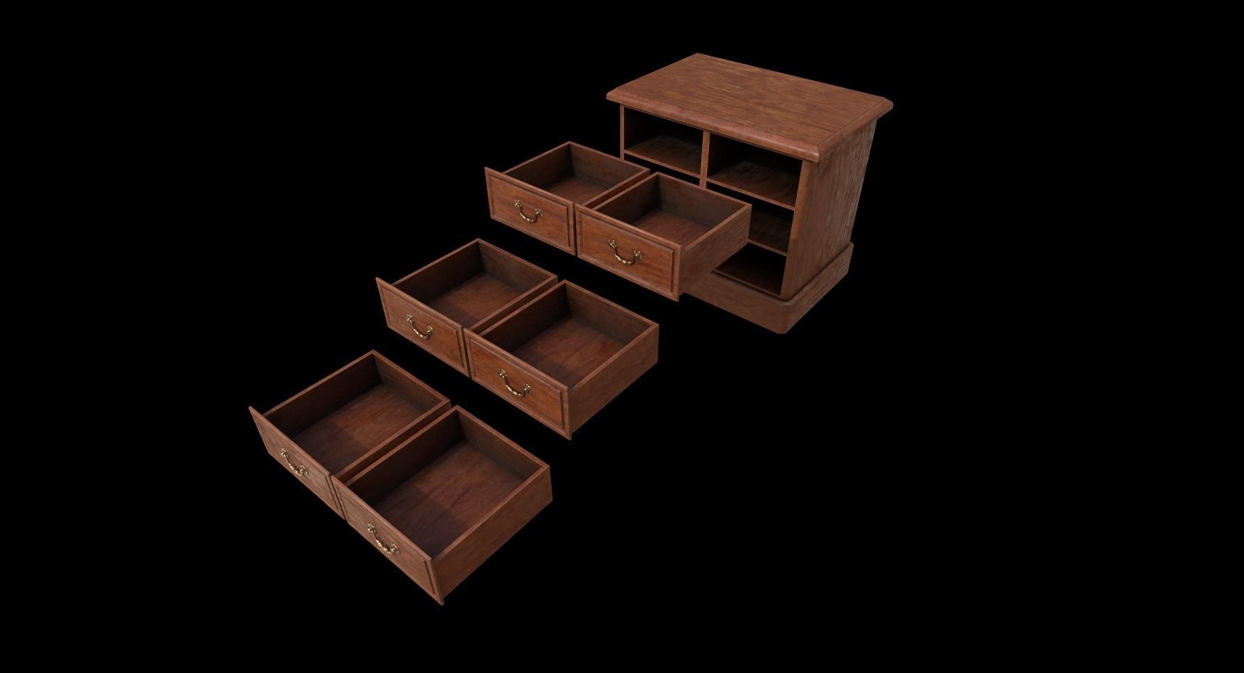 Vintage Dresser Low-poly 3D model_4