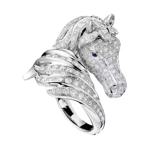 Pegase the horse ring diamonds gold