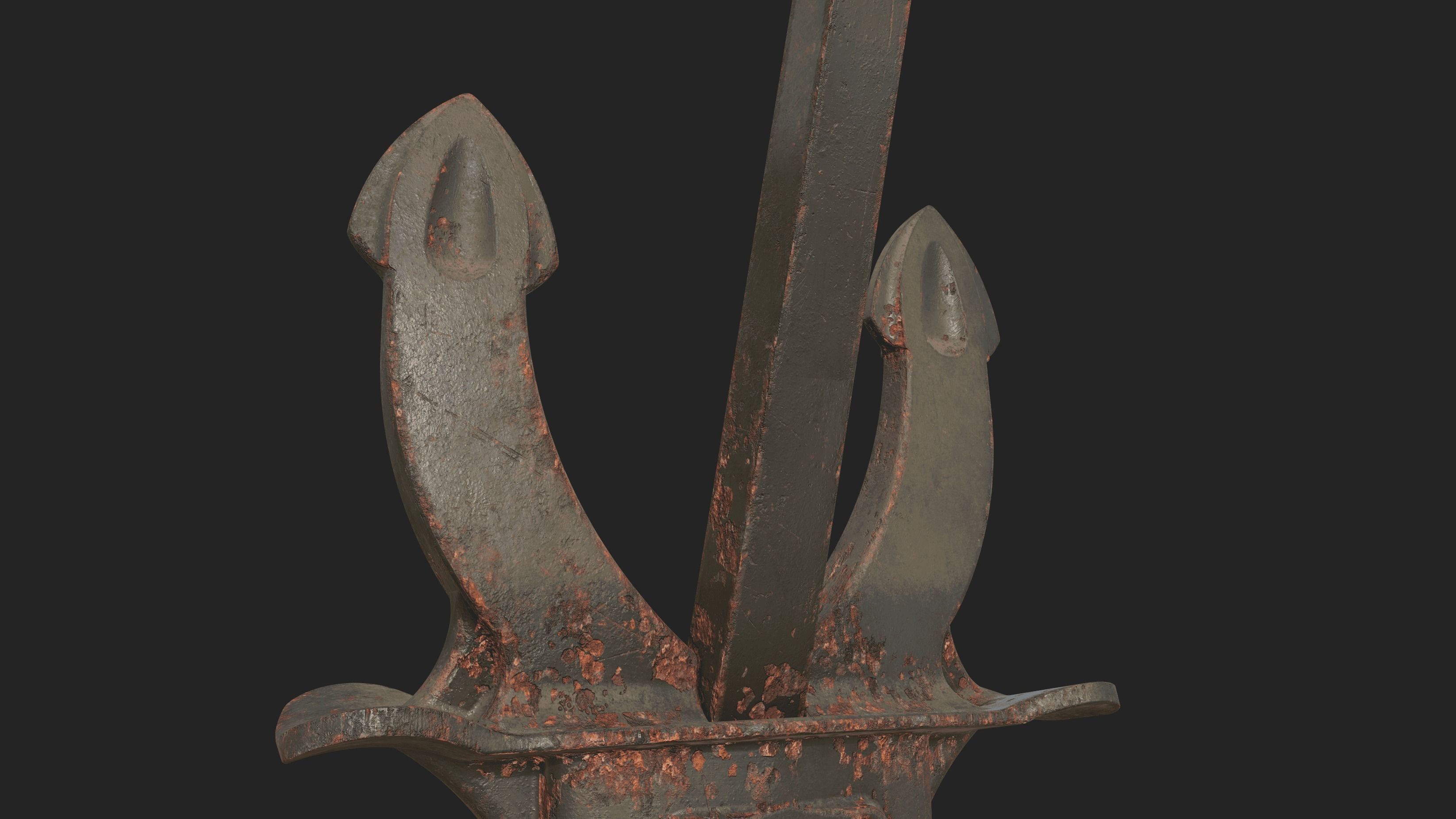 PBR Props - rusted Ship Anchor 3D model_6