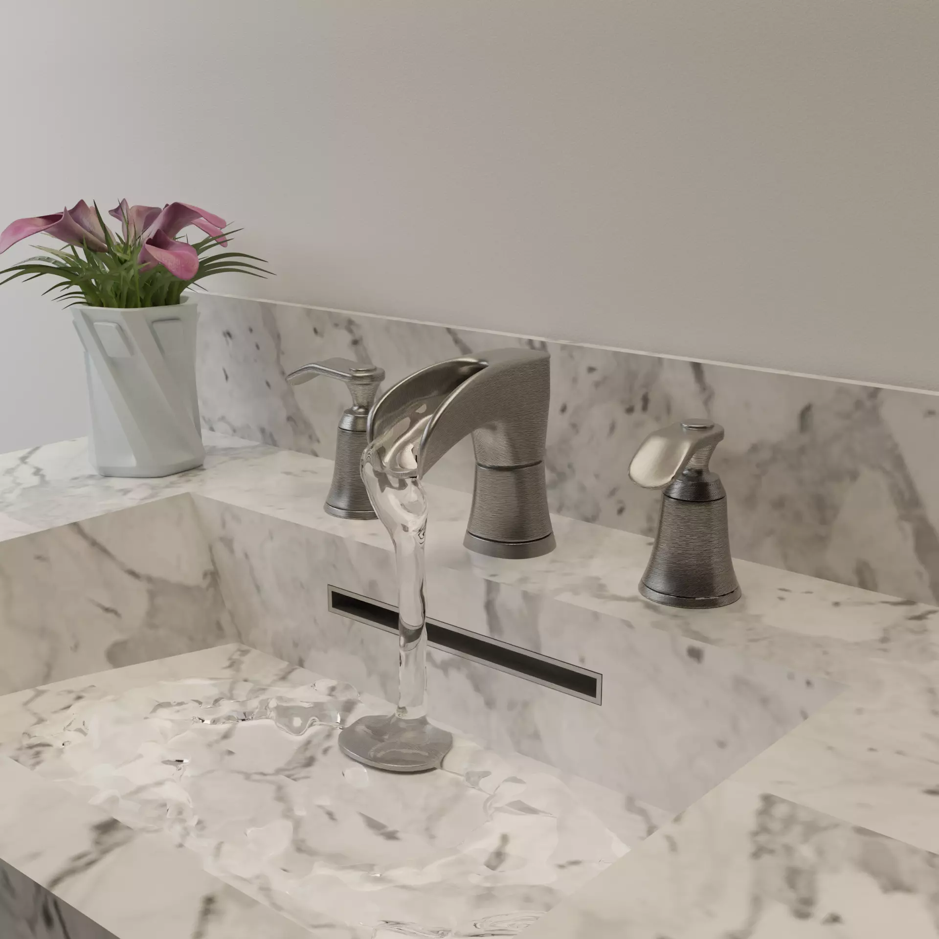 Bathroom Sink and Faucet Set VR AR Low-poly 3D model_0