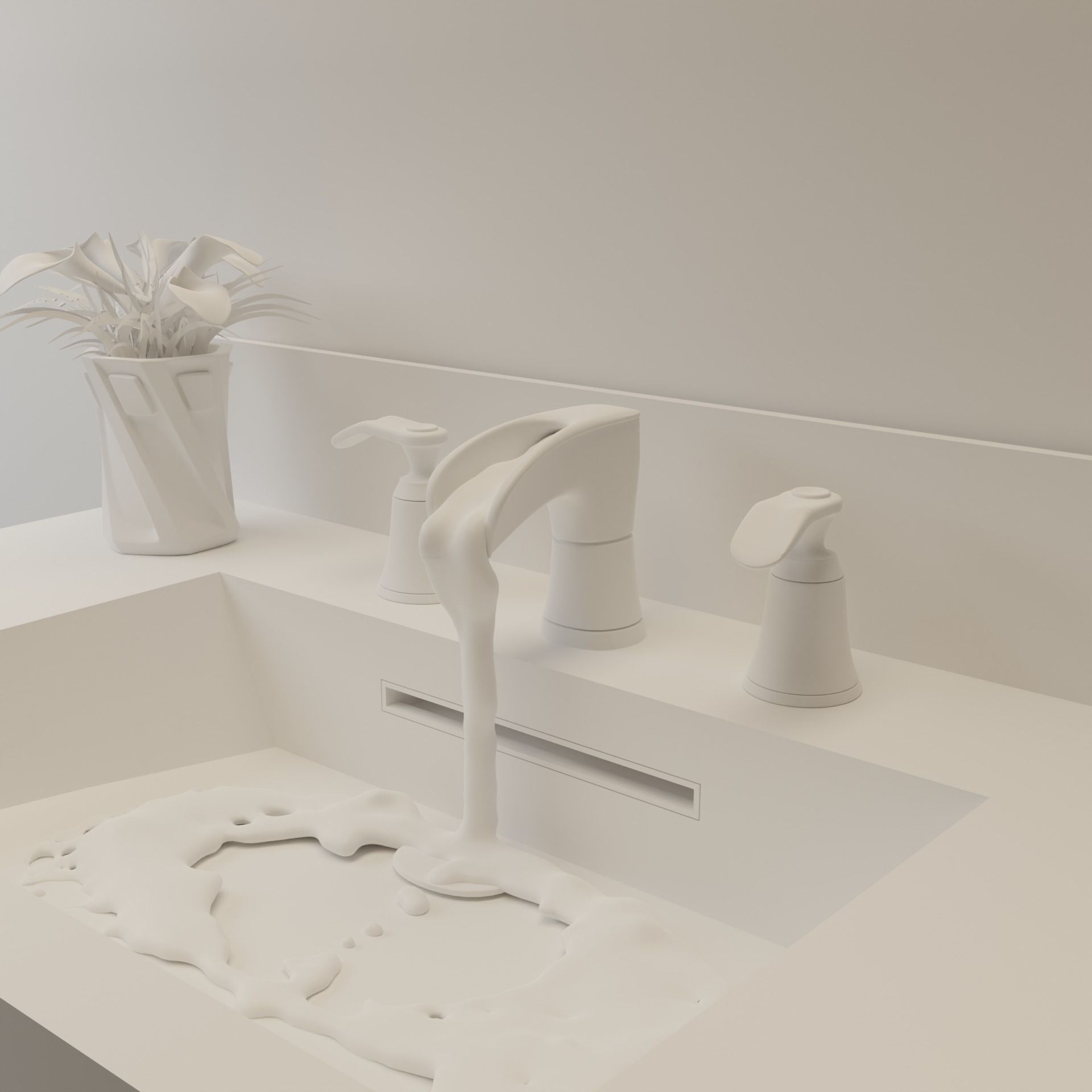 Bathroom Sink and Faucet Set VR AR Low-poly 3D model_4