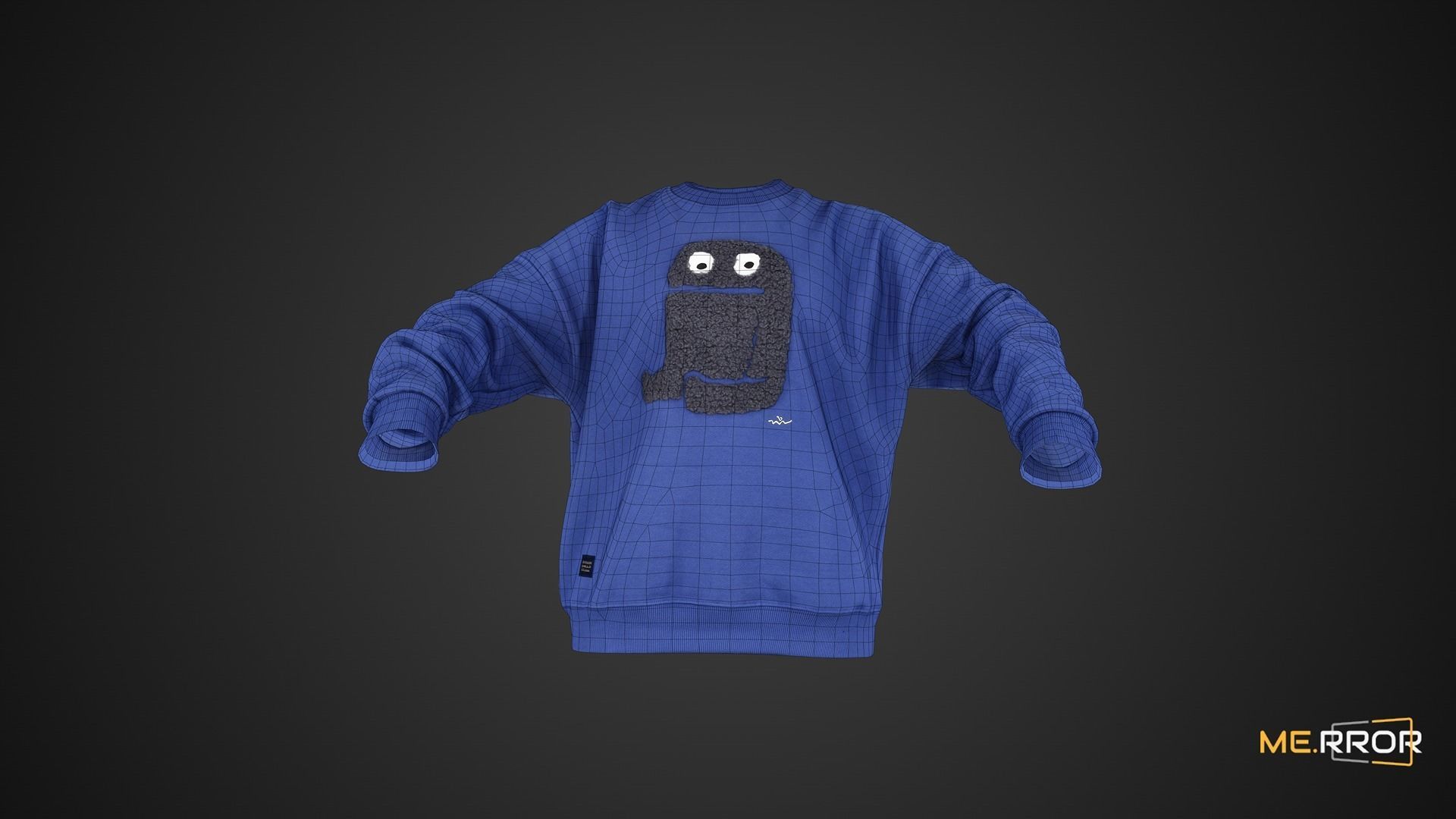 Game Ready Blue Monster Sweatshirts Low-poly 3D model_2
