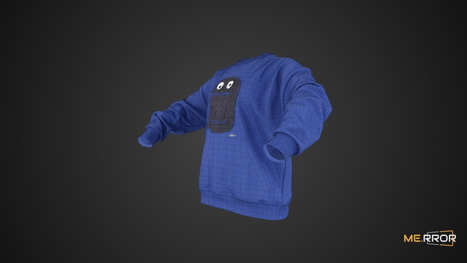 Game Ready Blue Monster Sweatshirts Low-poly 3D model_7