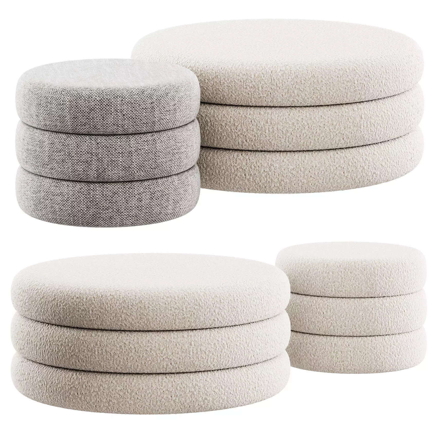 Boucle Fiel Ottomans by Style in Form 3D model_0