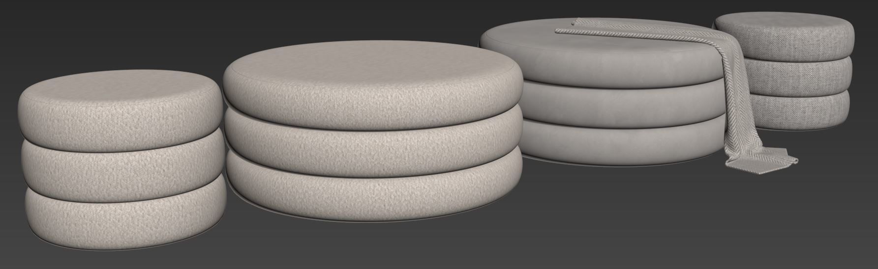 Boucle Fiel Ottomans by Style in Form 3D model_7