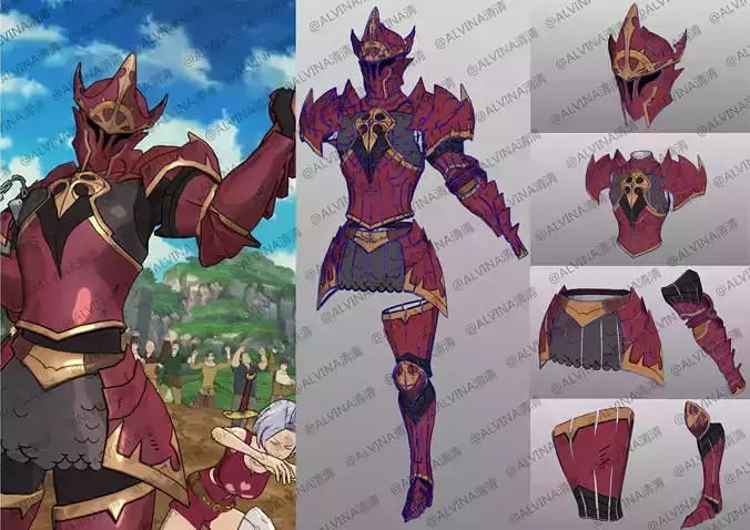 The Seven Deadly Sins ban armor Pepakura Foam Low-poly 3D model
