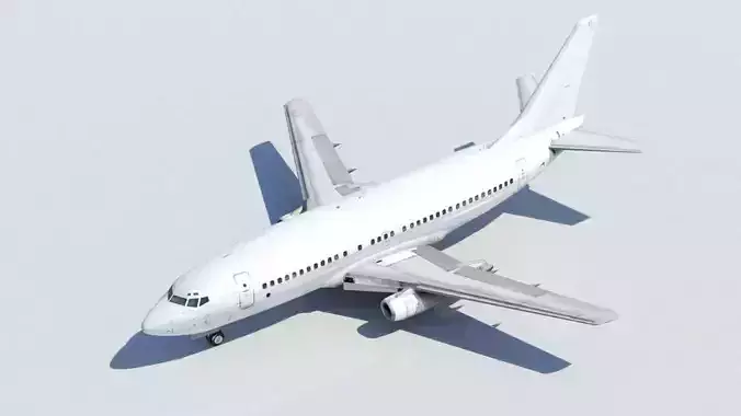 Vintage B 737 200 White Low Poly Static Low-poly 3D model