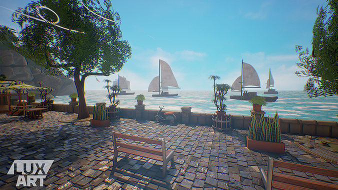 Positano Stylized Pack  Low-poly 3D model 3