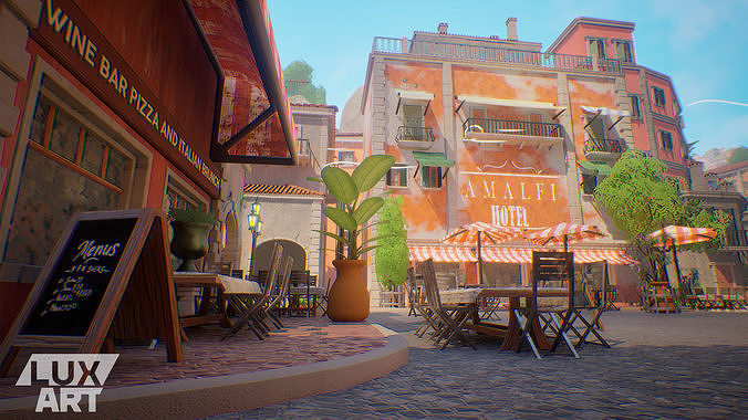 Positano Stylized Pack  Low-poly 3D model 7