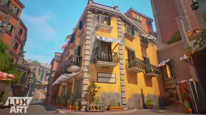 Positano Stylized Pack  Low-poly 3D model