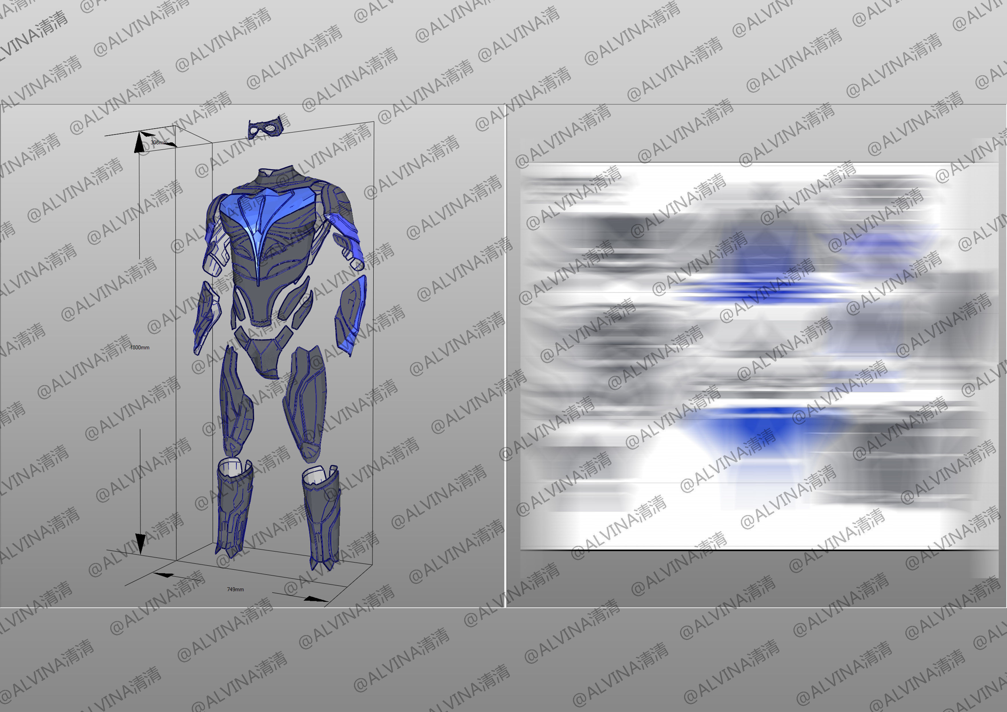 Teen Titans Nightwing - Cosplay Pepakura Foam Full Low-poly 3D model_4