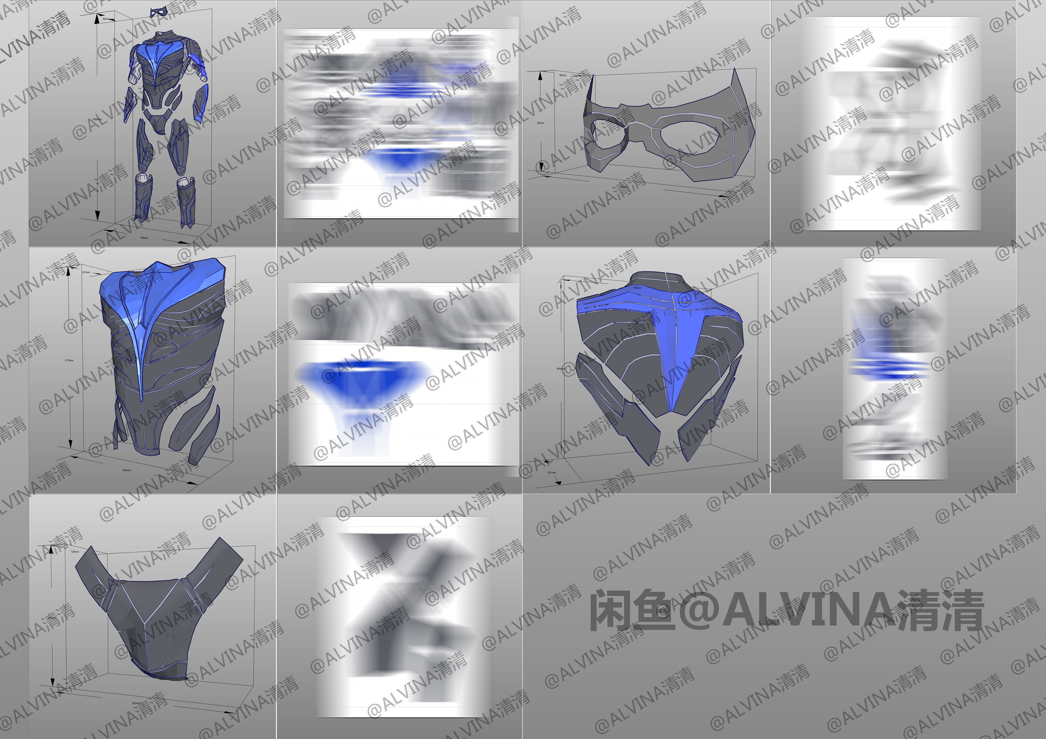 Teen Titans Nightwing - Cosplay Pepakura Foam Full Low-poly 3D model_2
