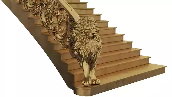 Lion Ladder Classic frame of luxurious gold interior 