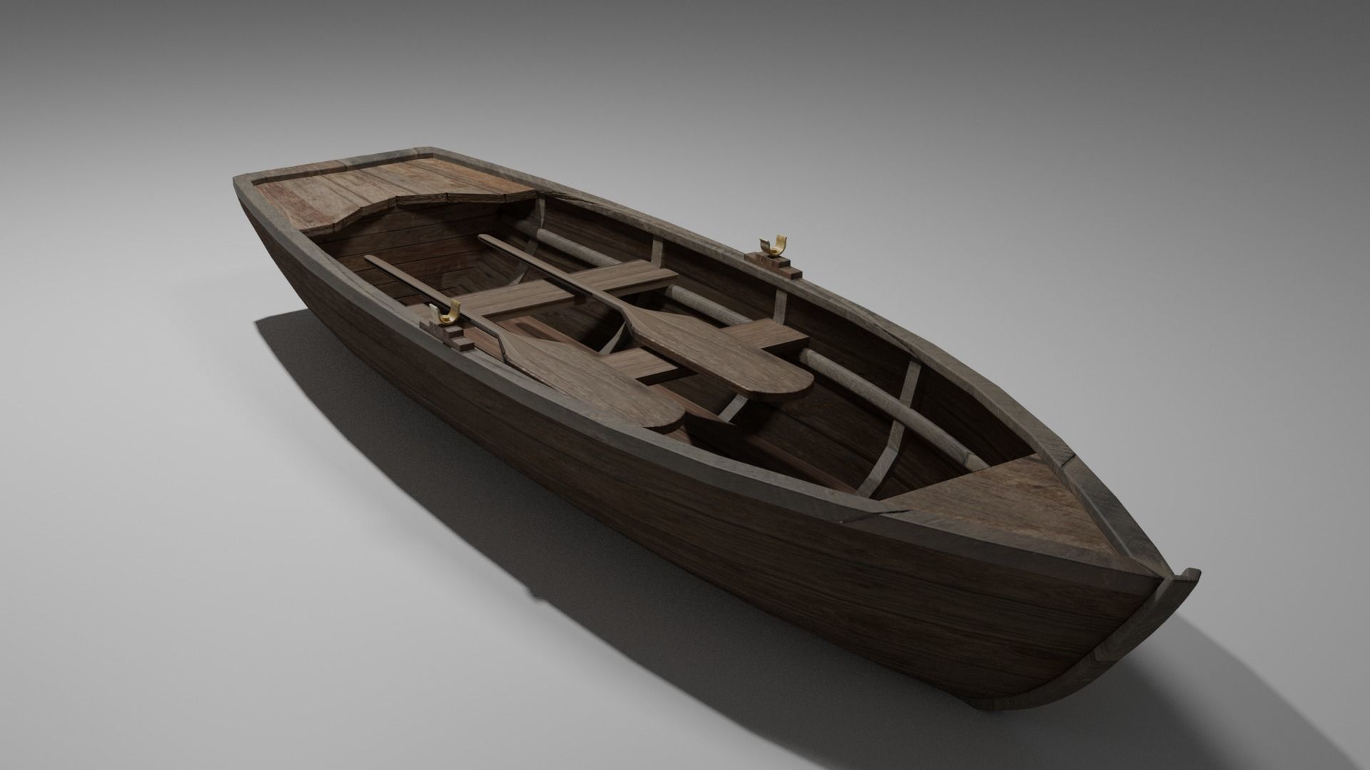 Wood boat Low-poly 3D model_12
