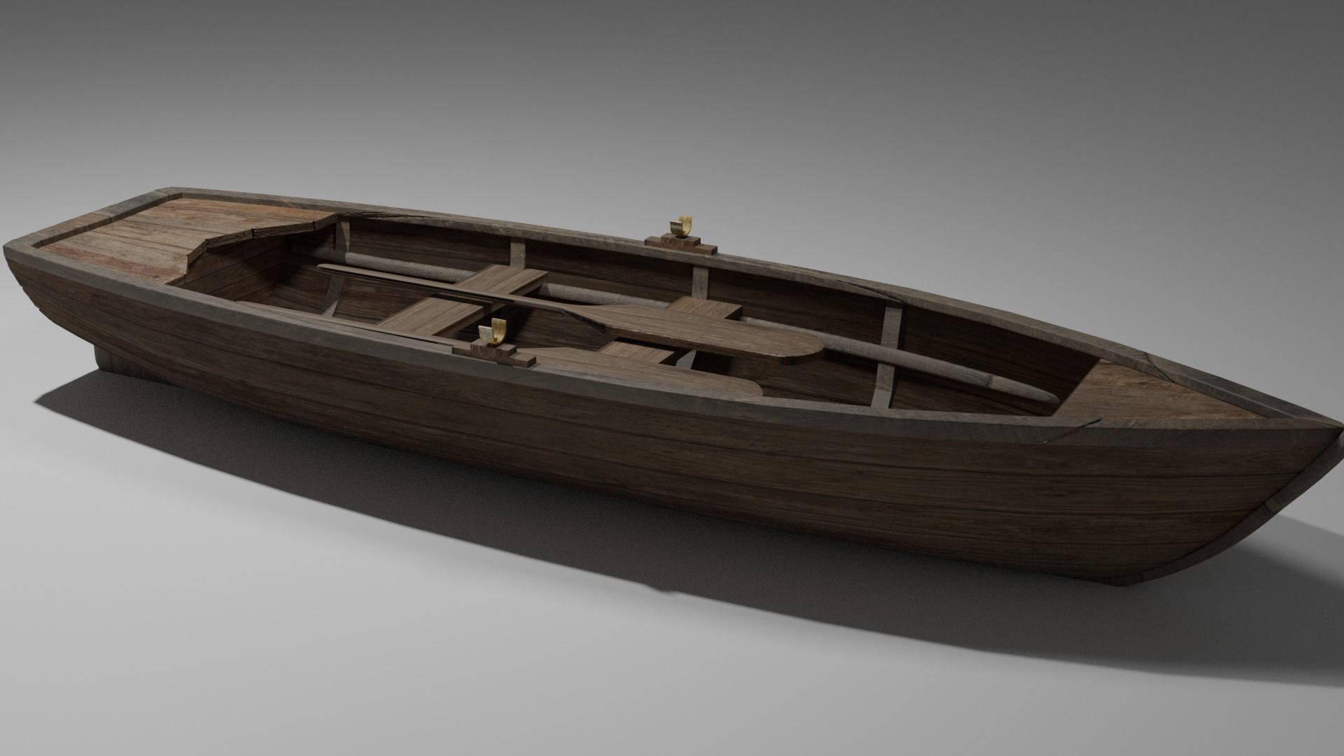 Wood boat Low-poly 3D model_20