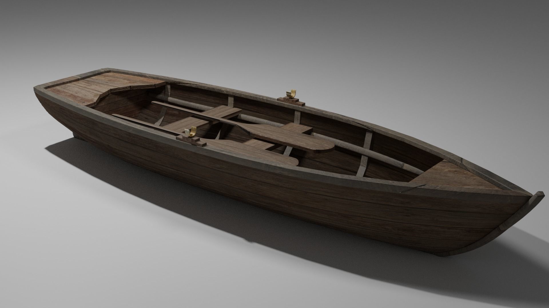 Wood boat Low-poly 3D model_17