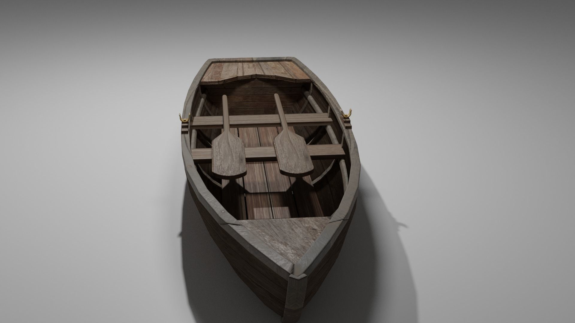 Wood boat Low-poly 3D model_2