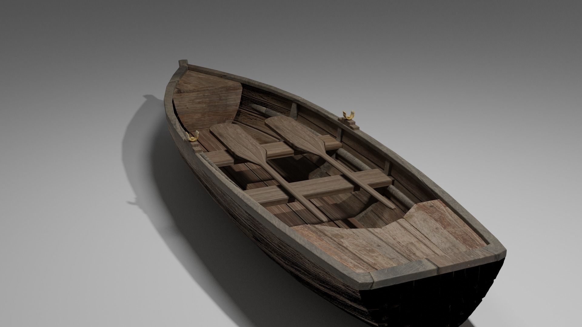 Wood boat Low-poly 3D model_30