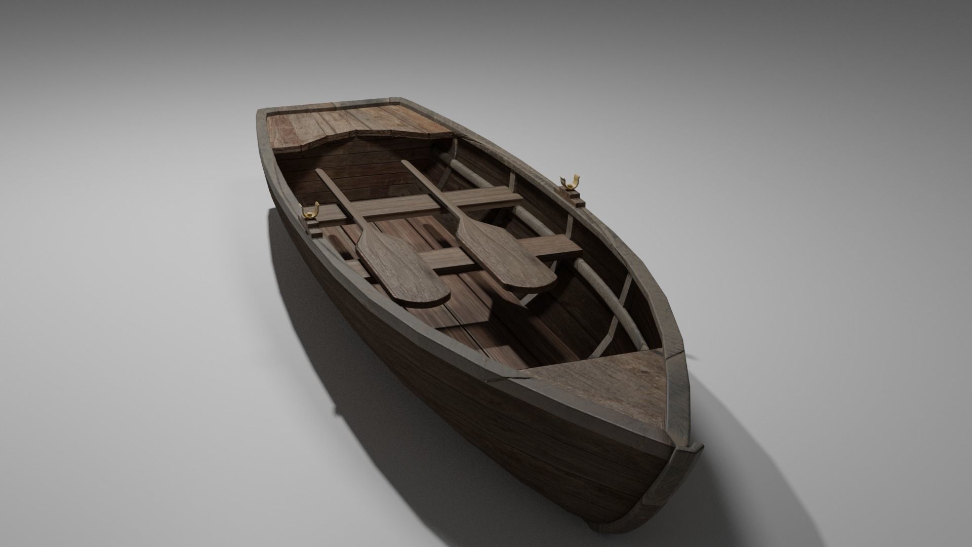 Wood boat Low-poly 3D model_8