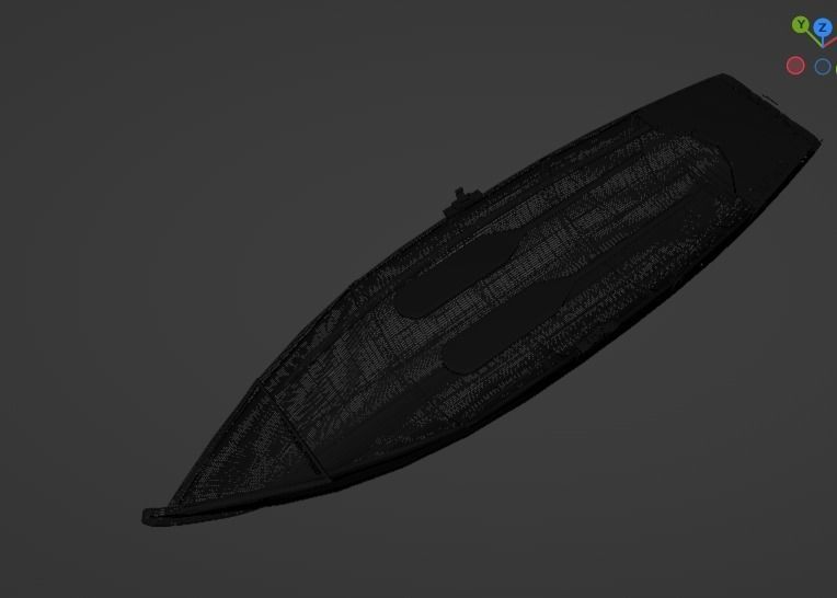 Wood boat Low-poly 3D model_29