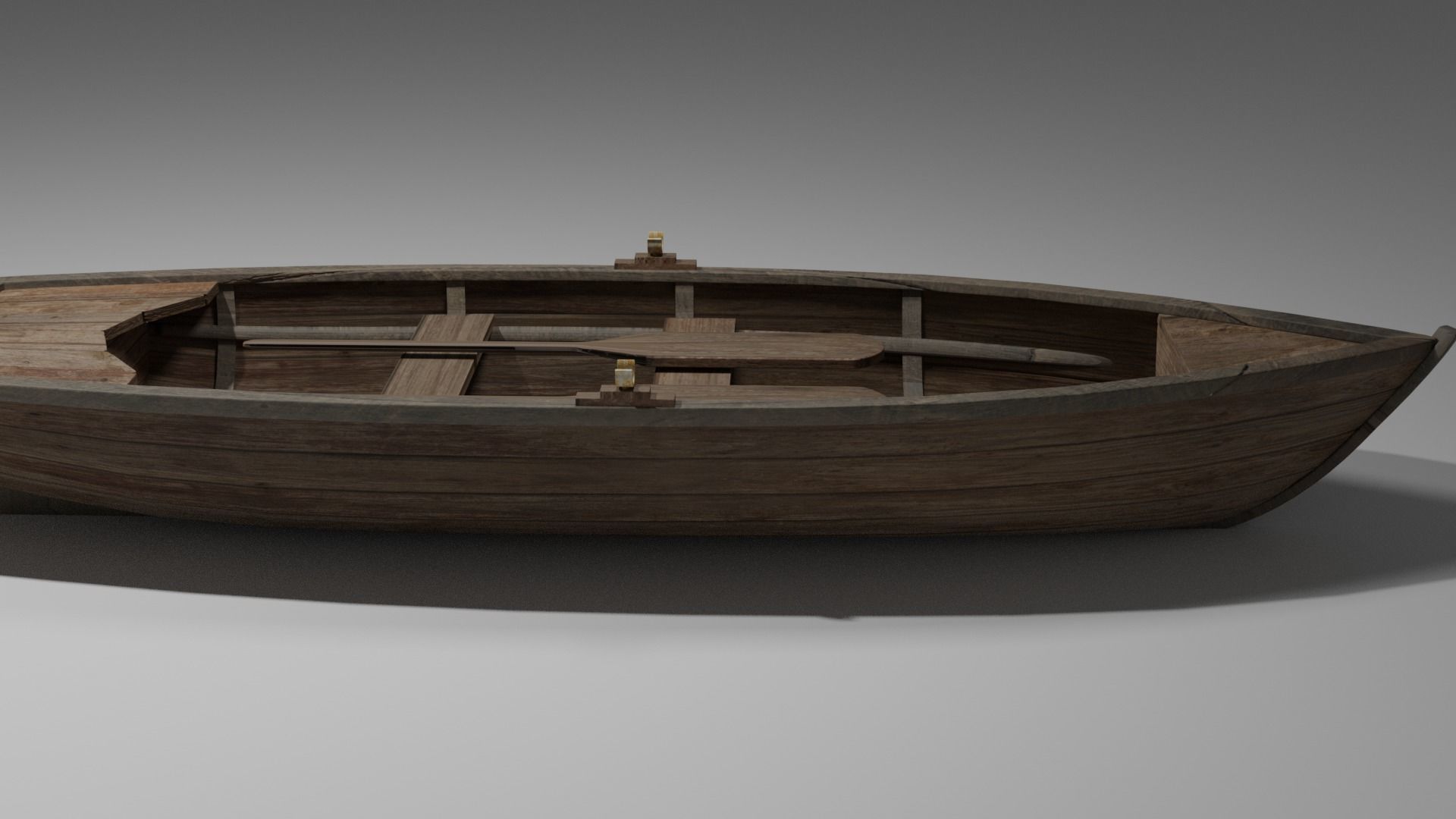 Wood boat Low-poly 3D model_27
