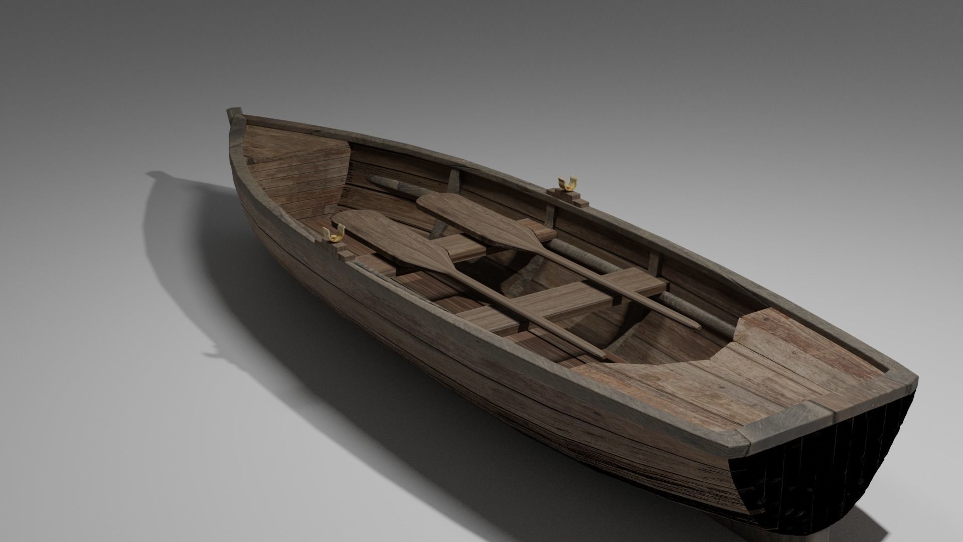 Wood boat Low-poly 3D model_35