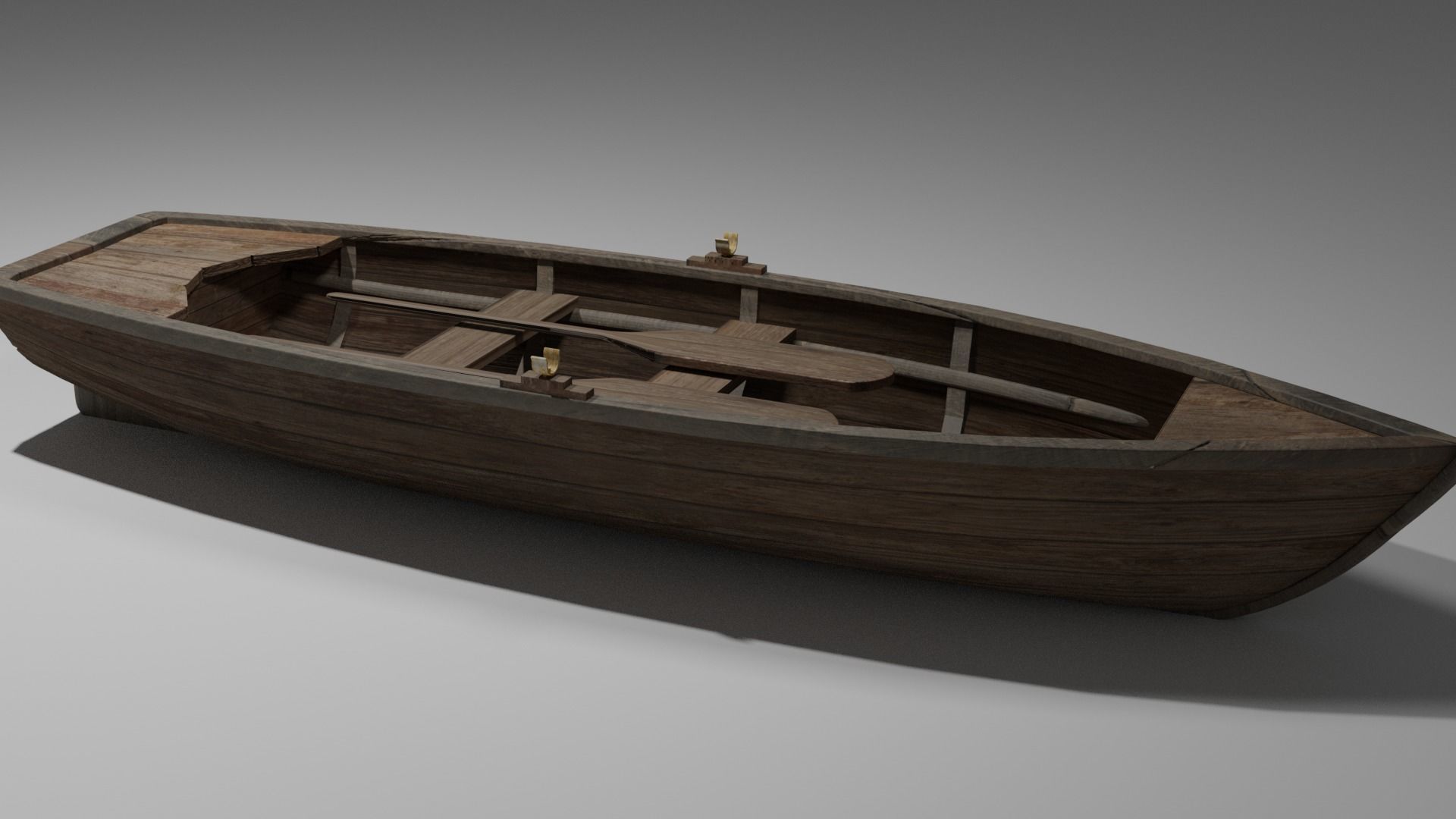 Wood boat Low-poly 3D model_21