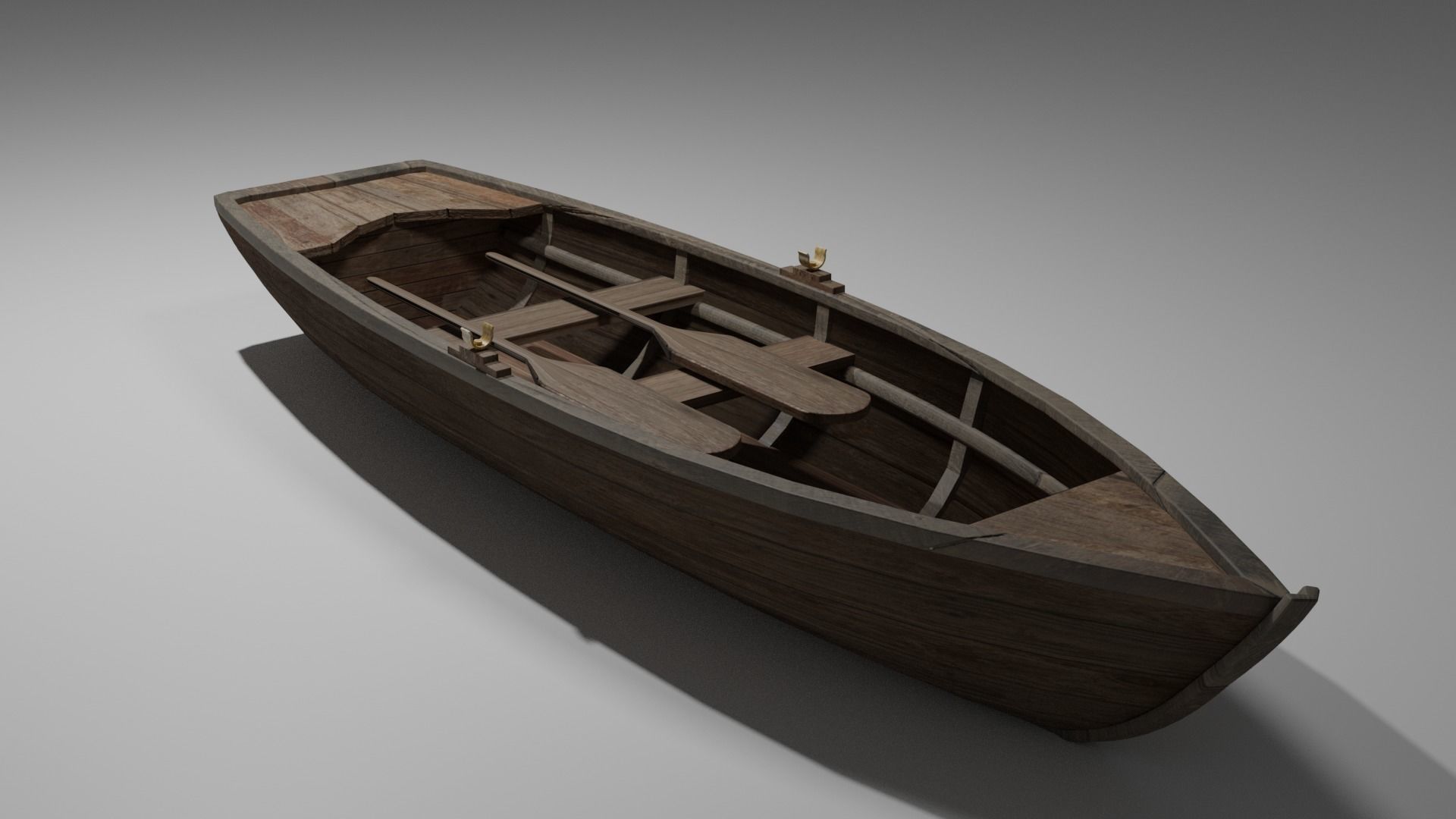 Wood boat Low-poly 3D model_13