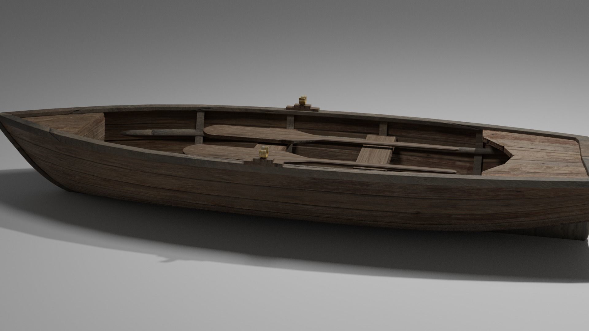 Wood boat Low-poly 3D model_52