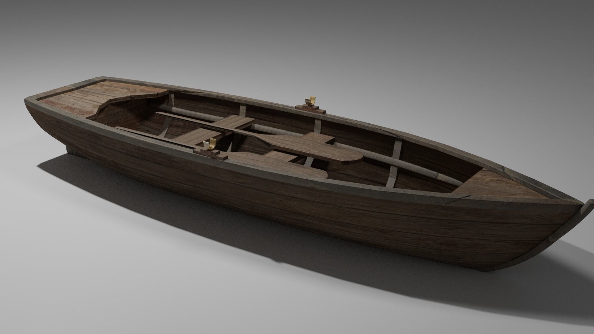 Wood boat Low-poly 3D model_18