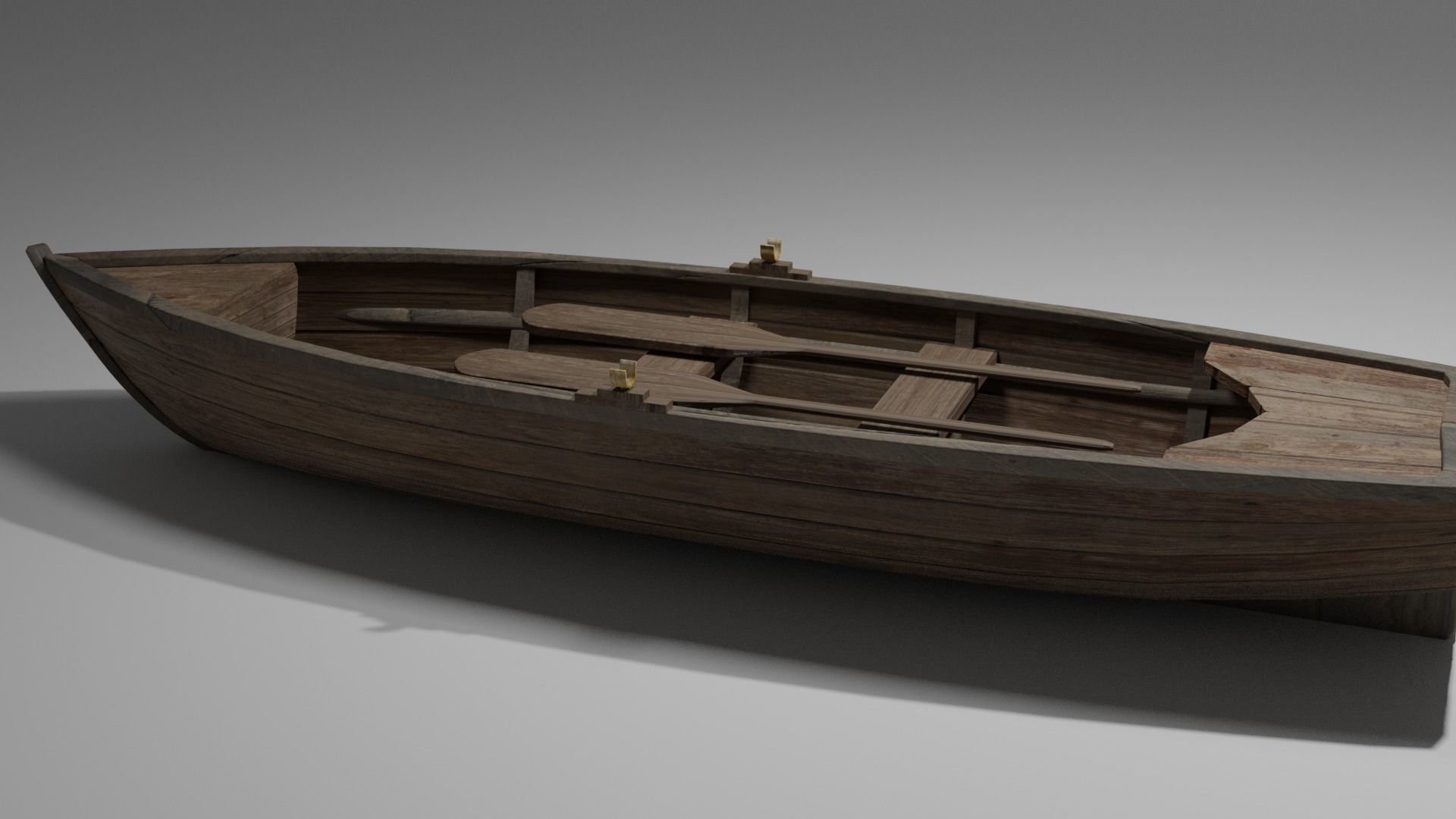 Wood boat Low-poly 3D model_43