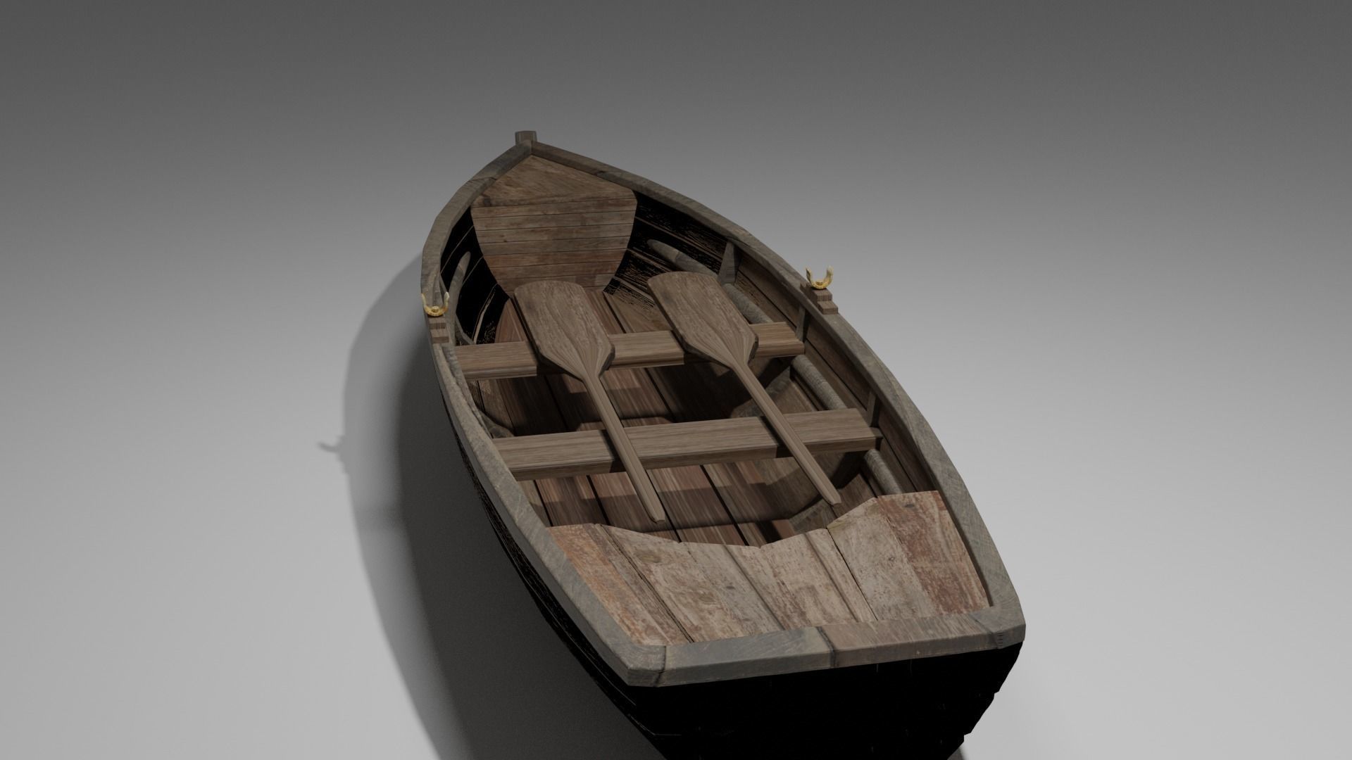 Wood boat Low-poly 3D model_31