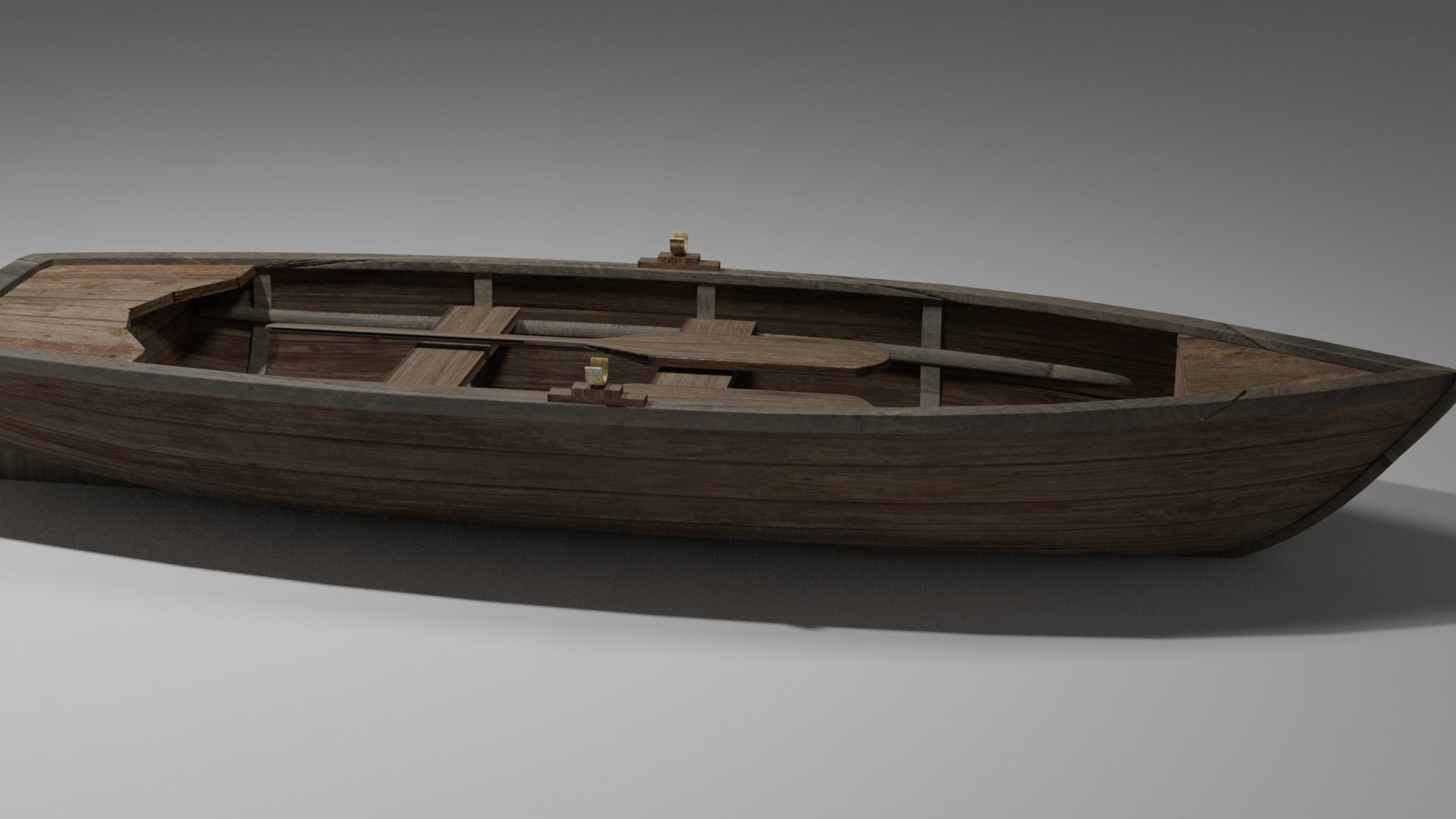Wood boat Low-poly 3D model_25