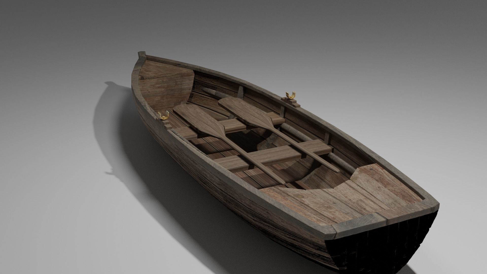 Wood boat Low-poly 3D model_37