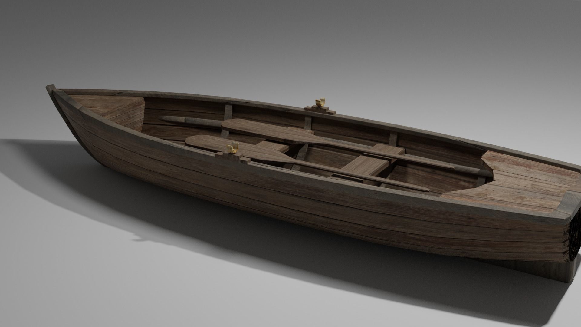 Wood boat Low-poly 3D model_47
