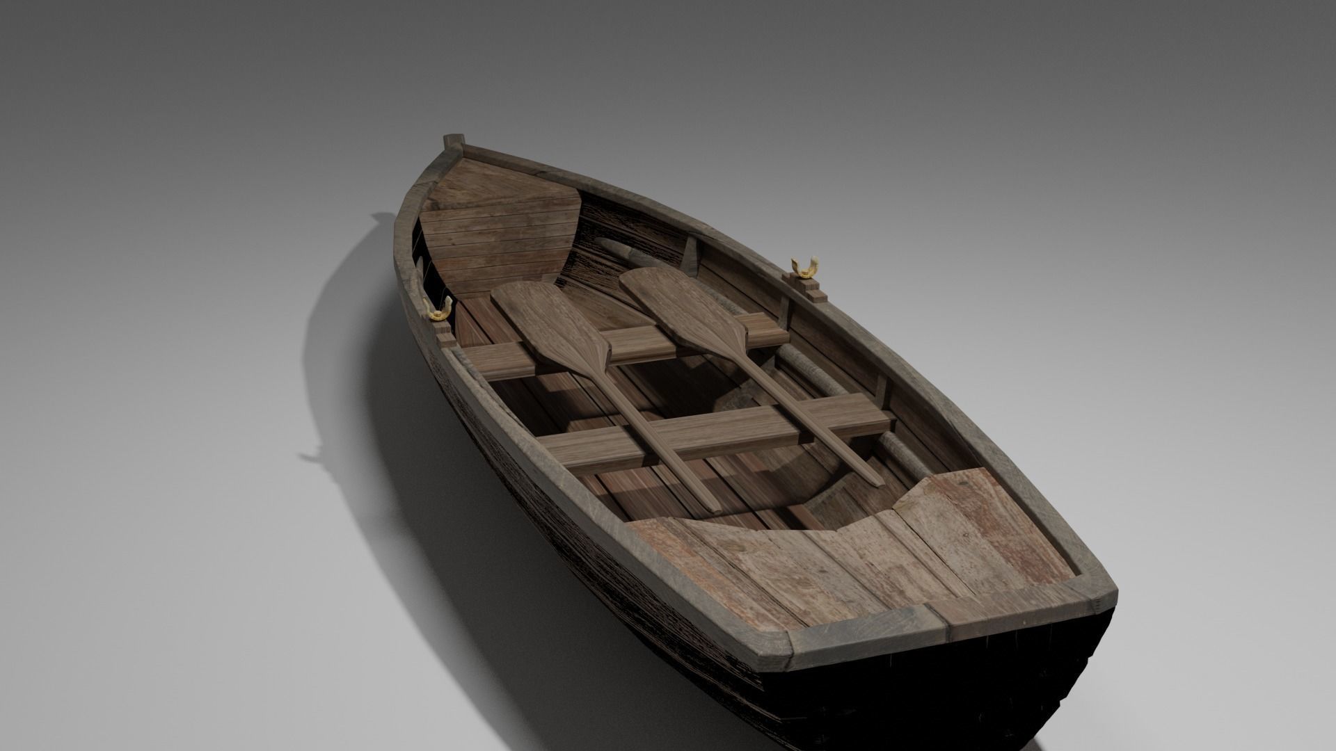 Wood boat Low-poly 3D model_40