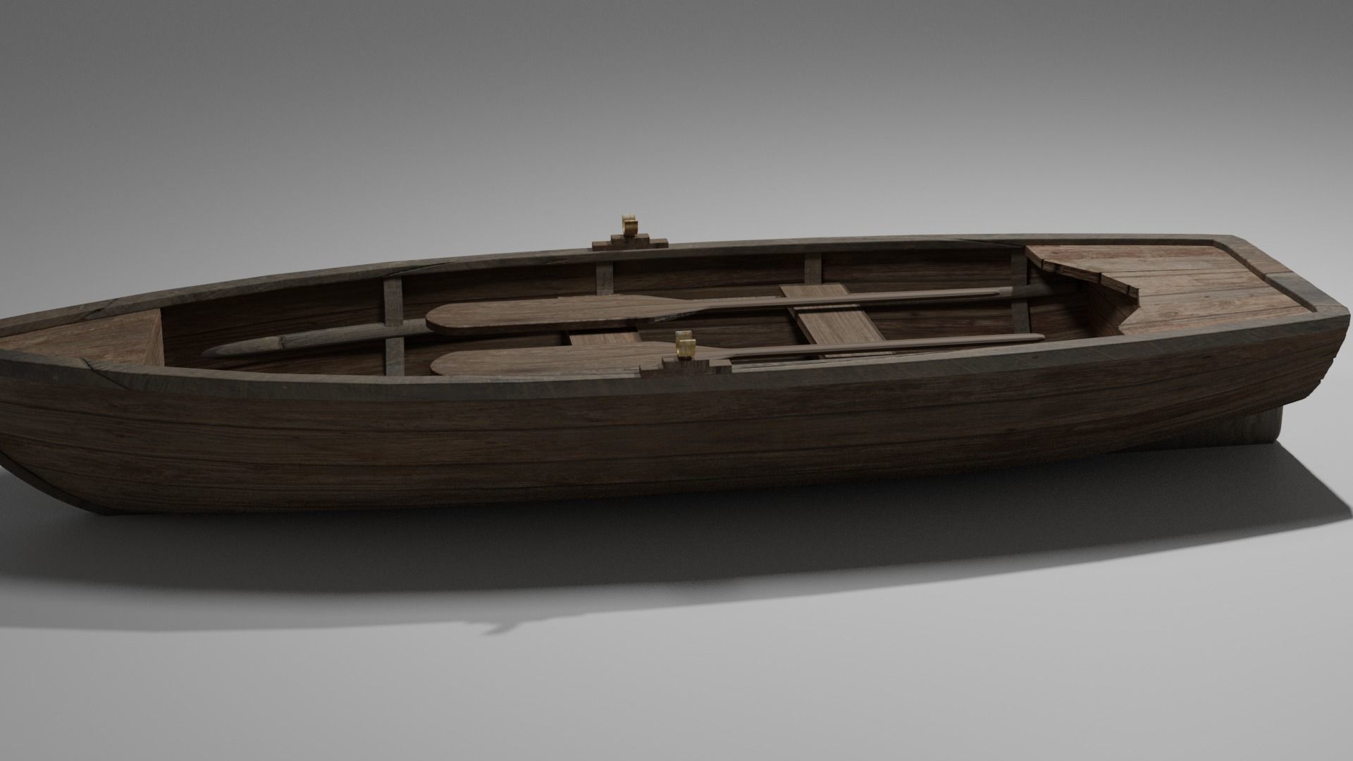 Wood boat Low-poly 3D model_38