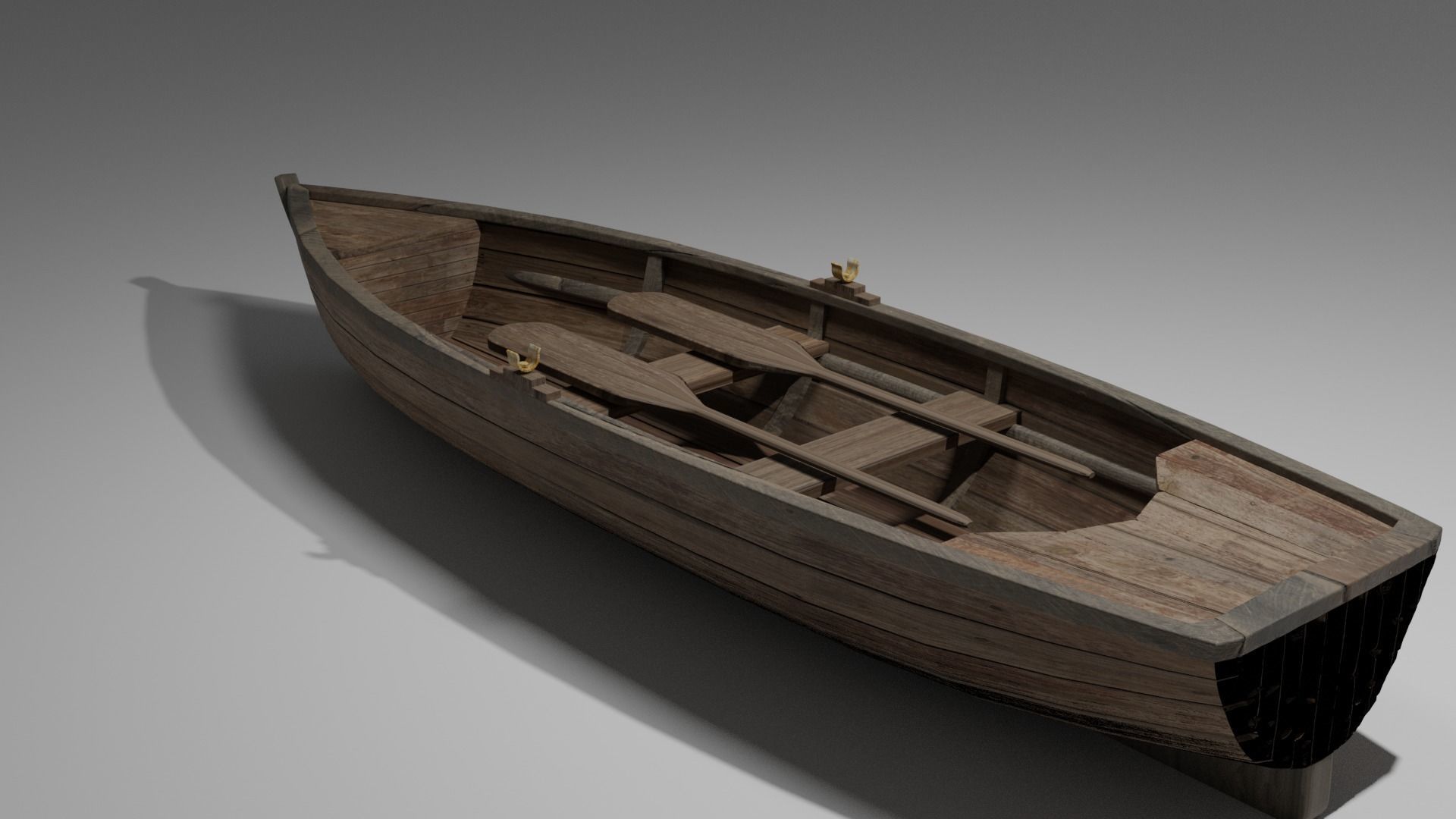 Wood boat Low-poly 3D model_50