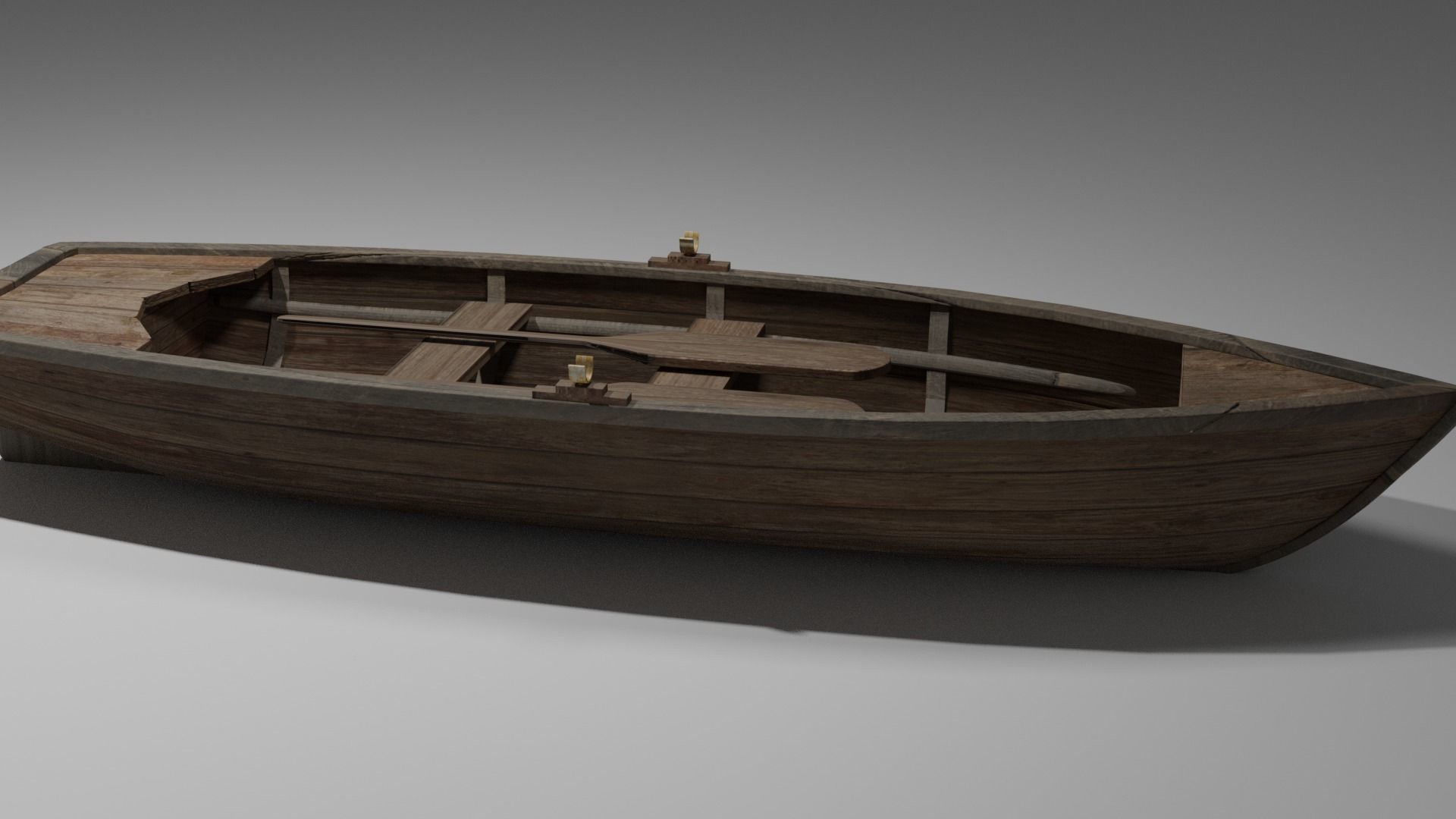 Wood boat Low-poly 3D model_24