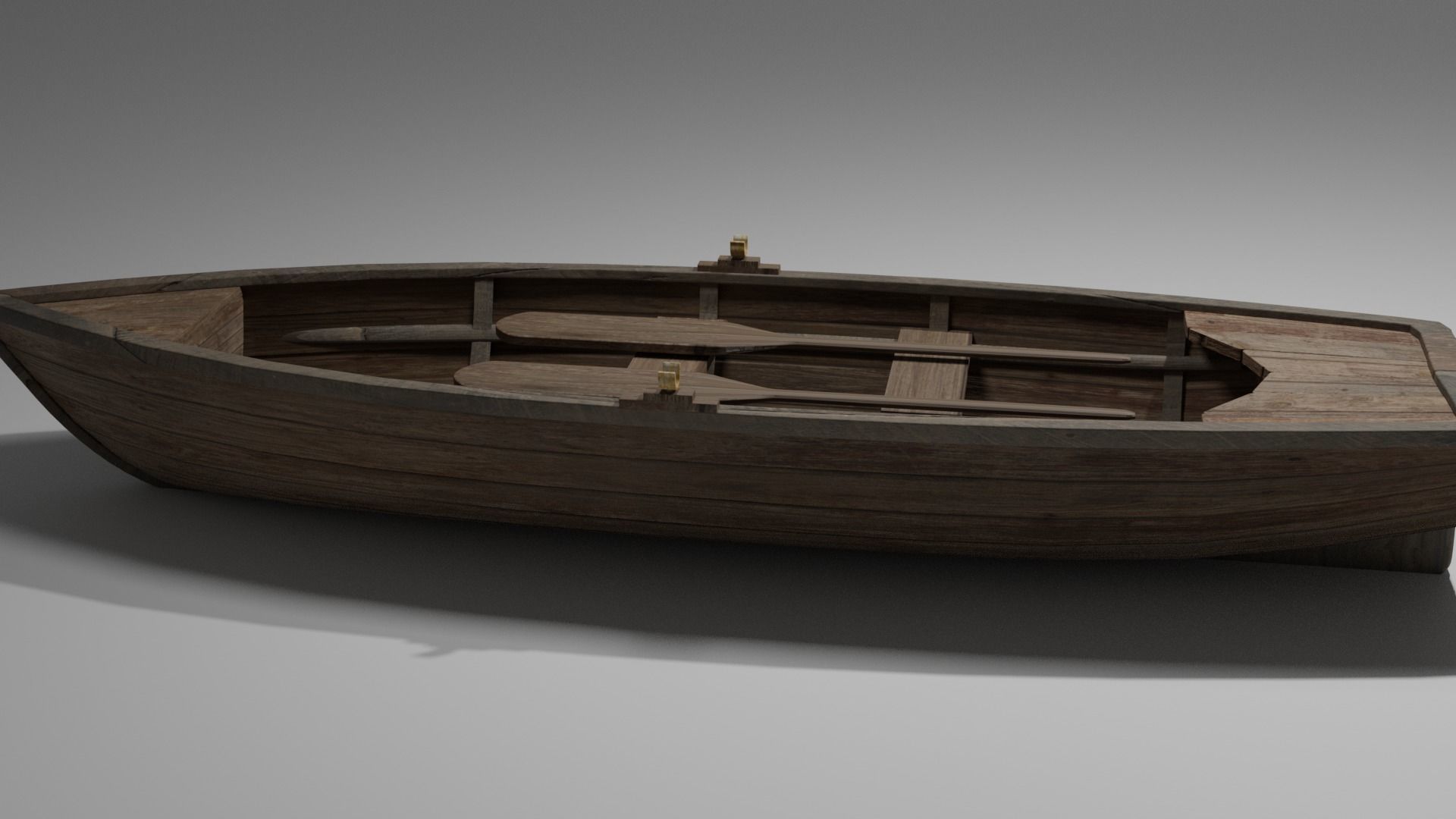 Wood boat Low-poly 3D model_53